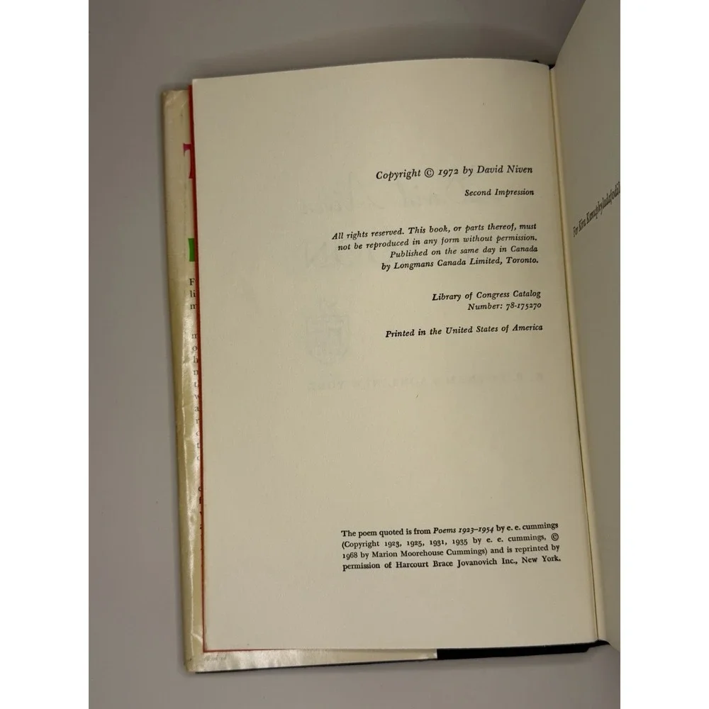 The Moon's a Balloon David Niven 1972 Putnam Hardcover Vintage